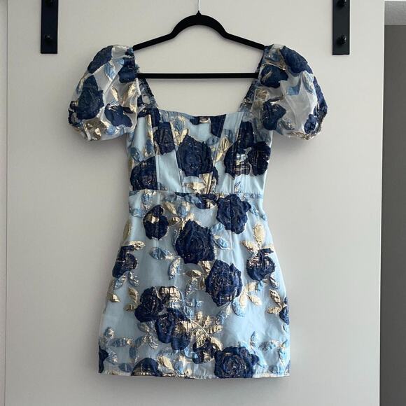 Blue and Navy Floral Dress - Picture 2 of 5